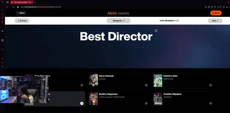 Anime Awards voting experience walkthrough