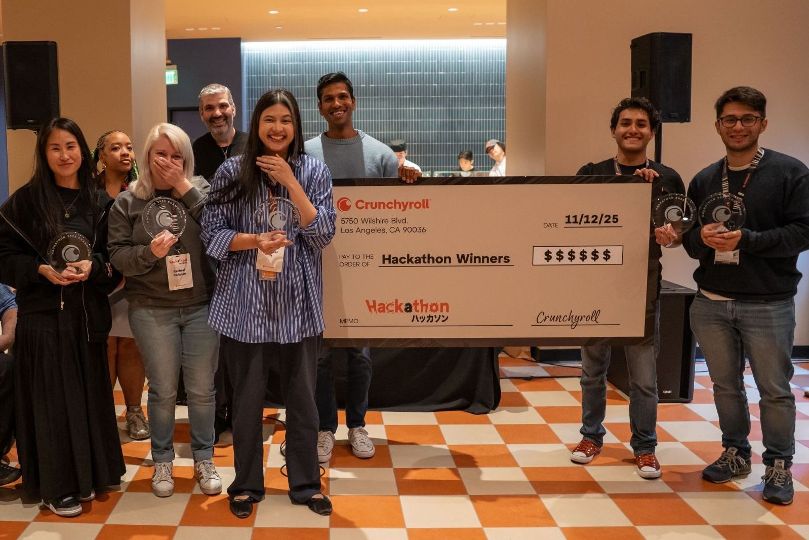 Team Hack Platinum accepting the 1st place hackathon prize