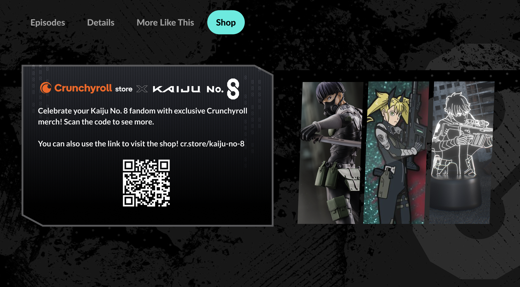 Redesigned Kaiju No. 8 merchandise shop section