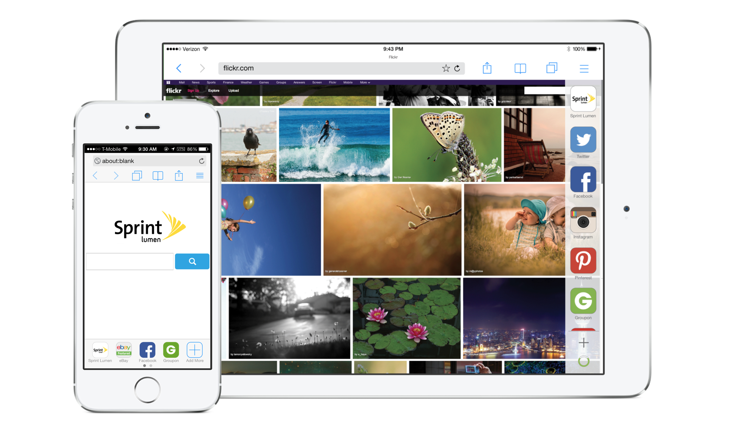 Sprint Lumen toolbar concept on iPad and iPhone