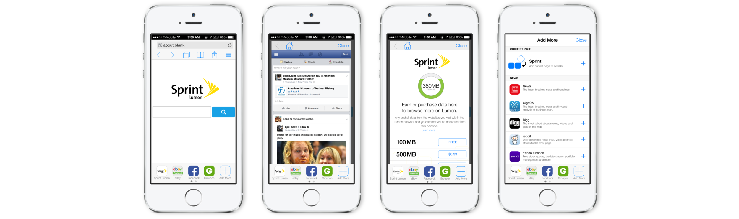 Sprint Lumen toolbar concept across iPhone and iPad